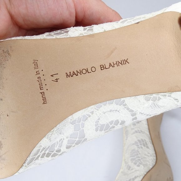Manolo Blahnik Hangisi Floral Lace Crystal Pumps - Picture 8 of 14